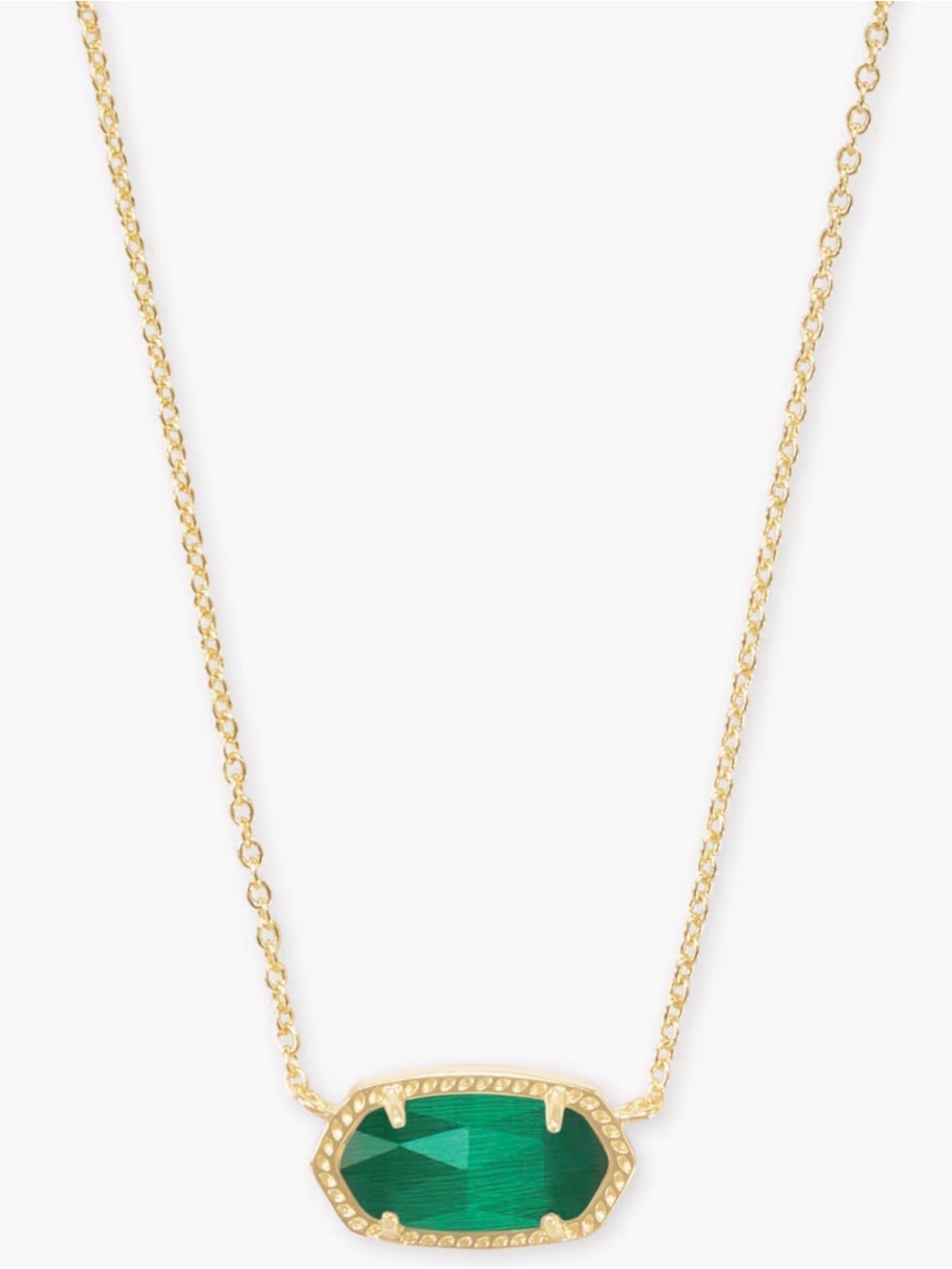 Kendra Scott Gold Tone Necklace with Green Stone